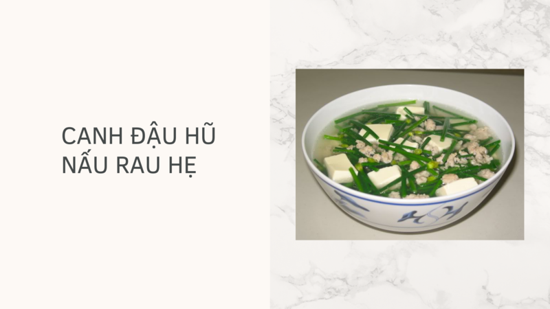 Canh đậu hũ nấu rau hẹ